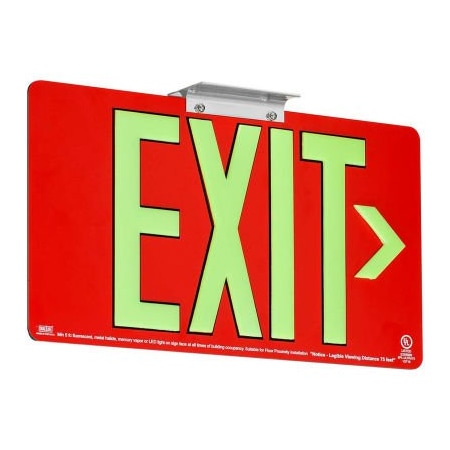 Hubbell Lighting Dual-Lite DPLPM75DR Exit Sign, Red Aluminum Face & Back w/ Photoluminescent Letters, Double Face DPLPM75DR